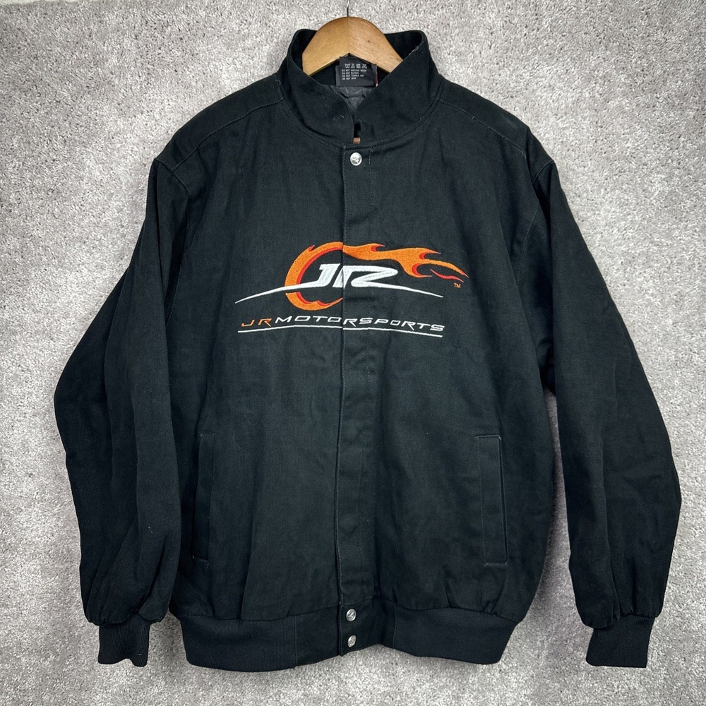 Chase Authentics Nascar Dale Earnhardt Jr Black Canvas Snap Button Jacket Medium